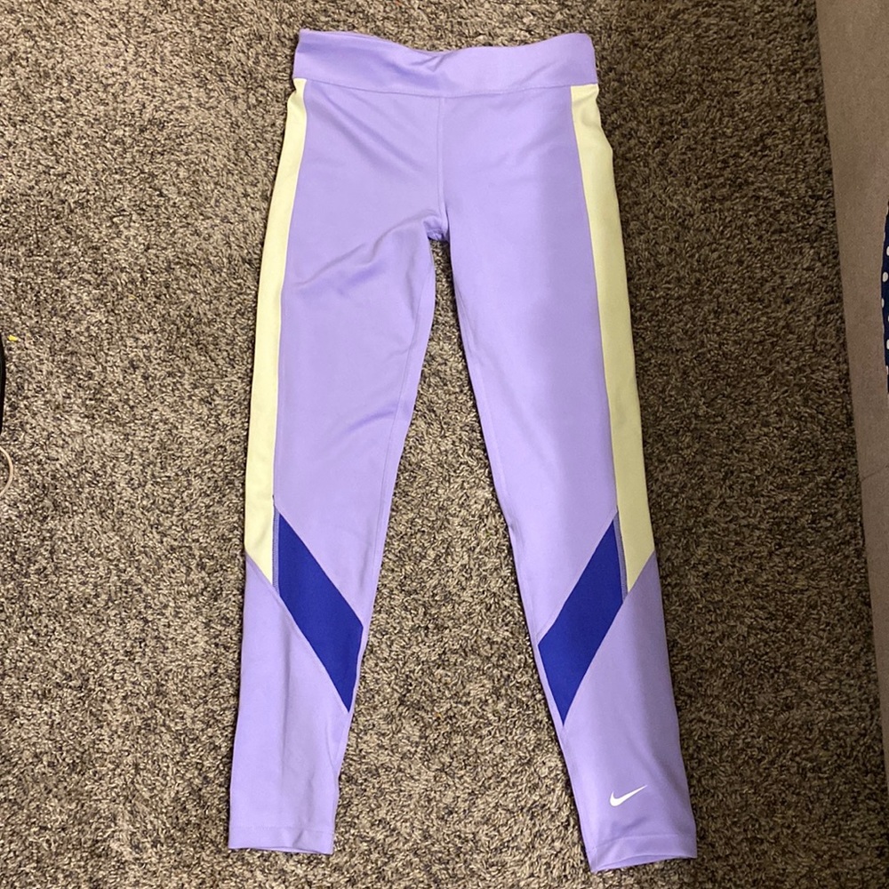 Leggings, Nike, colors include: purple & green, size: kids L